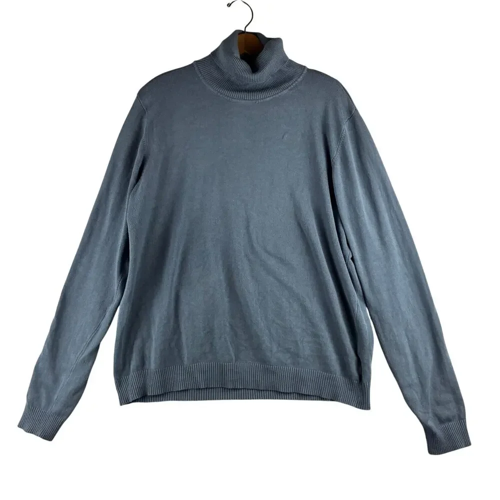 Love University Slate Blue Turtleneck Sweater Women's 2X Rayon Nylon Long Sleeve